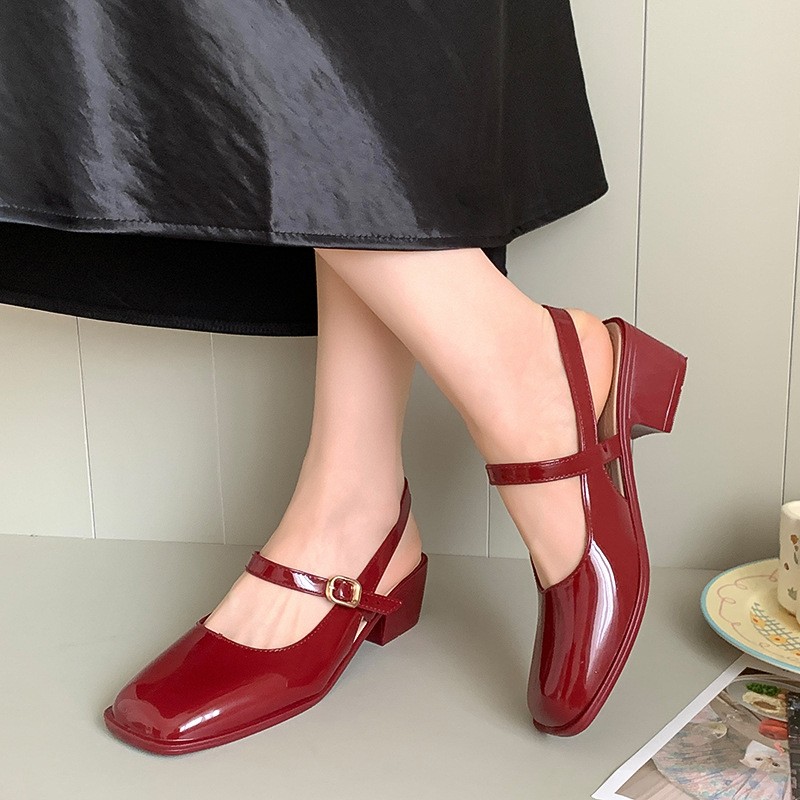 Ankle Strap Heels - Women's Sandals Summer 2025 Square Head