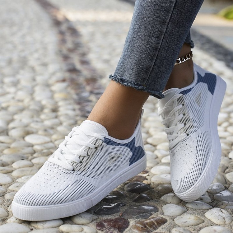 Women Shoes For Walking - Women Casual Sneakers Woven Look Lace