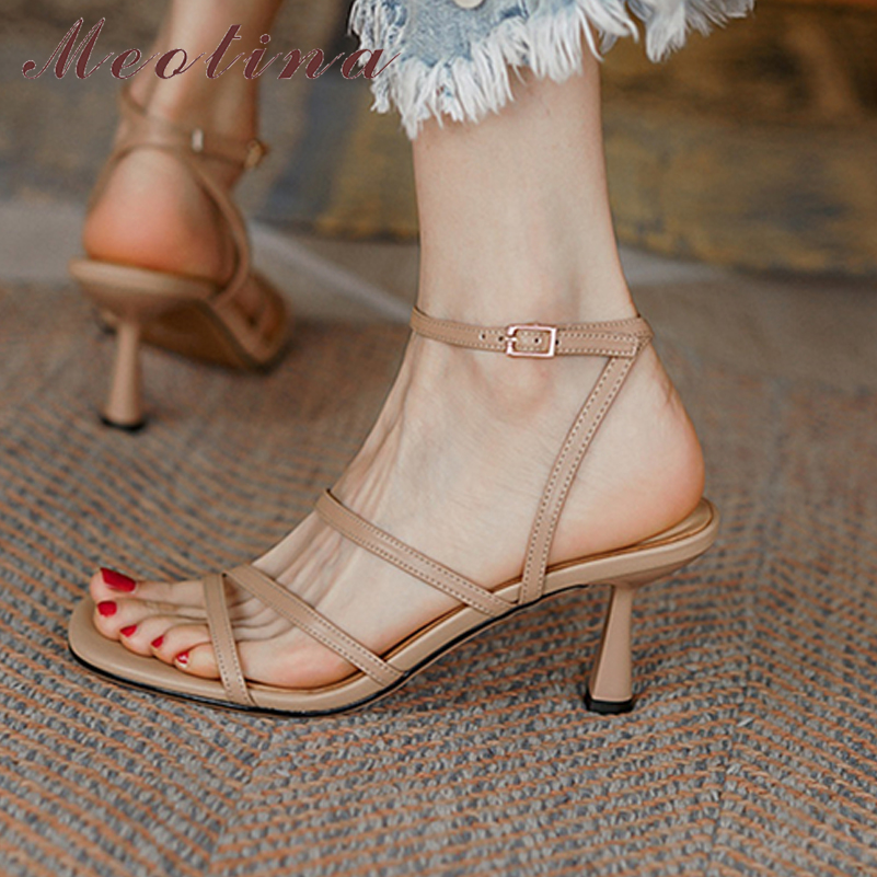 Ankle Strap Heels - Meotina Sandals Women Shoes Square Ankle