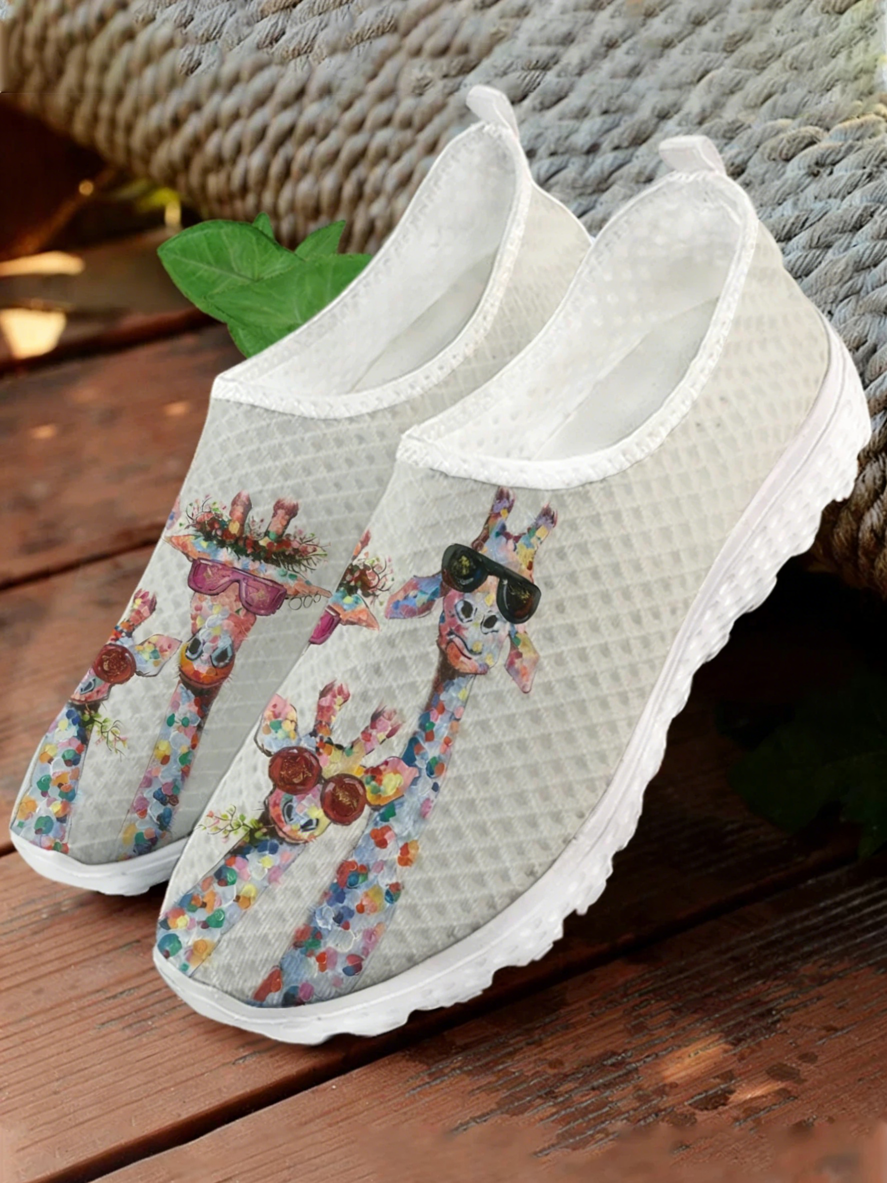 Cartoon Giraffe Print Mesh Hig - Women'S Shoes For Tennis avis et prix