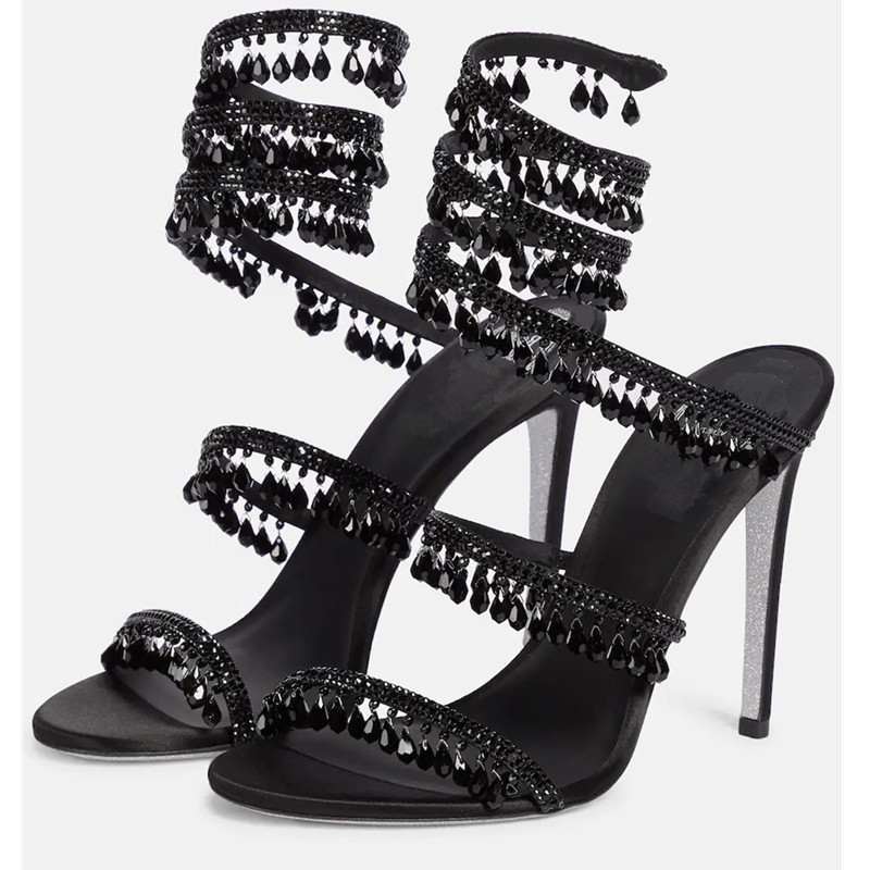 Sexy Green Crystal Fringe Stil - Ankle Strap Heels avis et prix