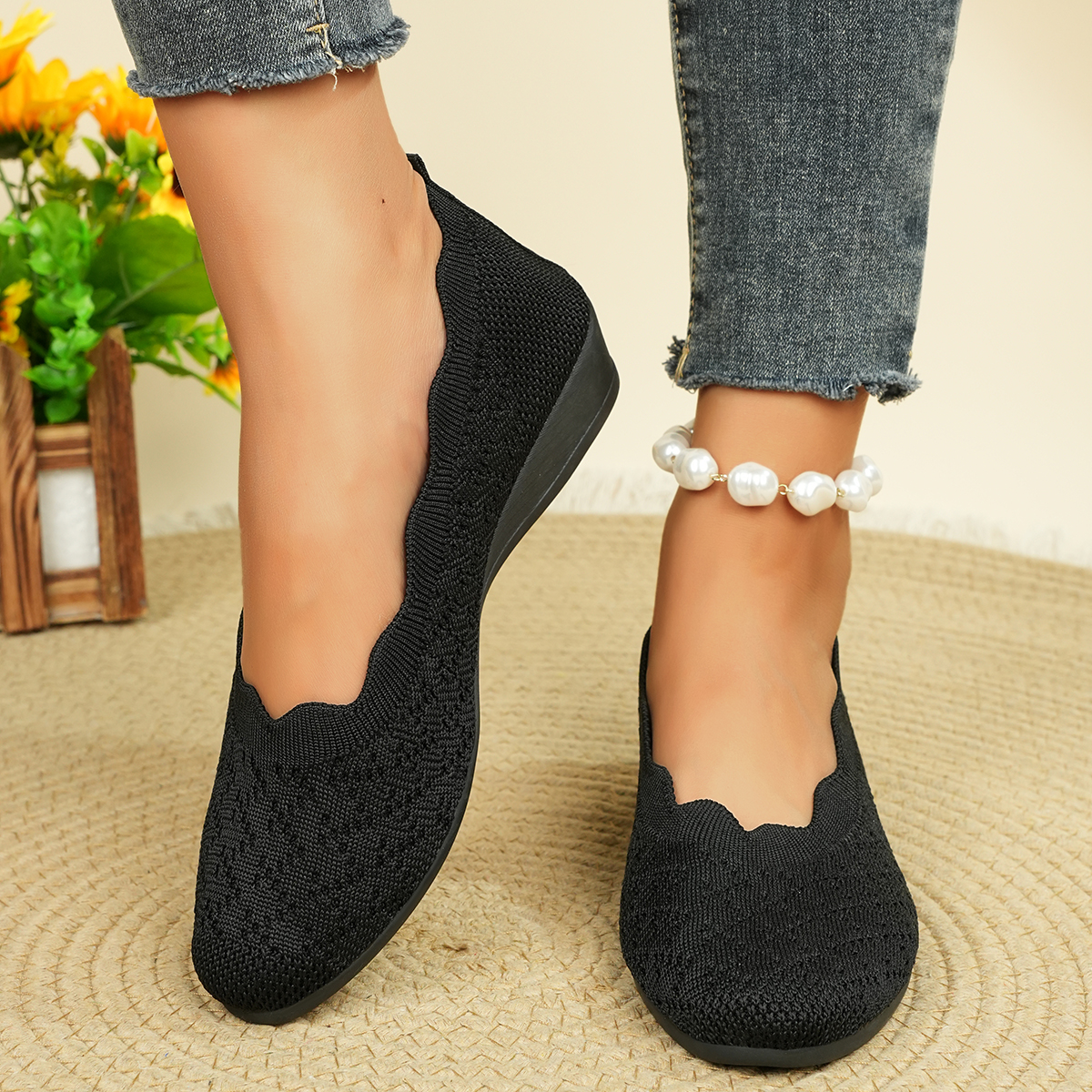 Women's Breathable Knit Flats  - Women Shoes For Walking avis et prix