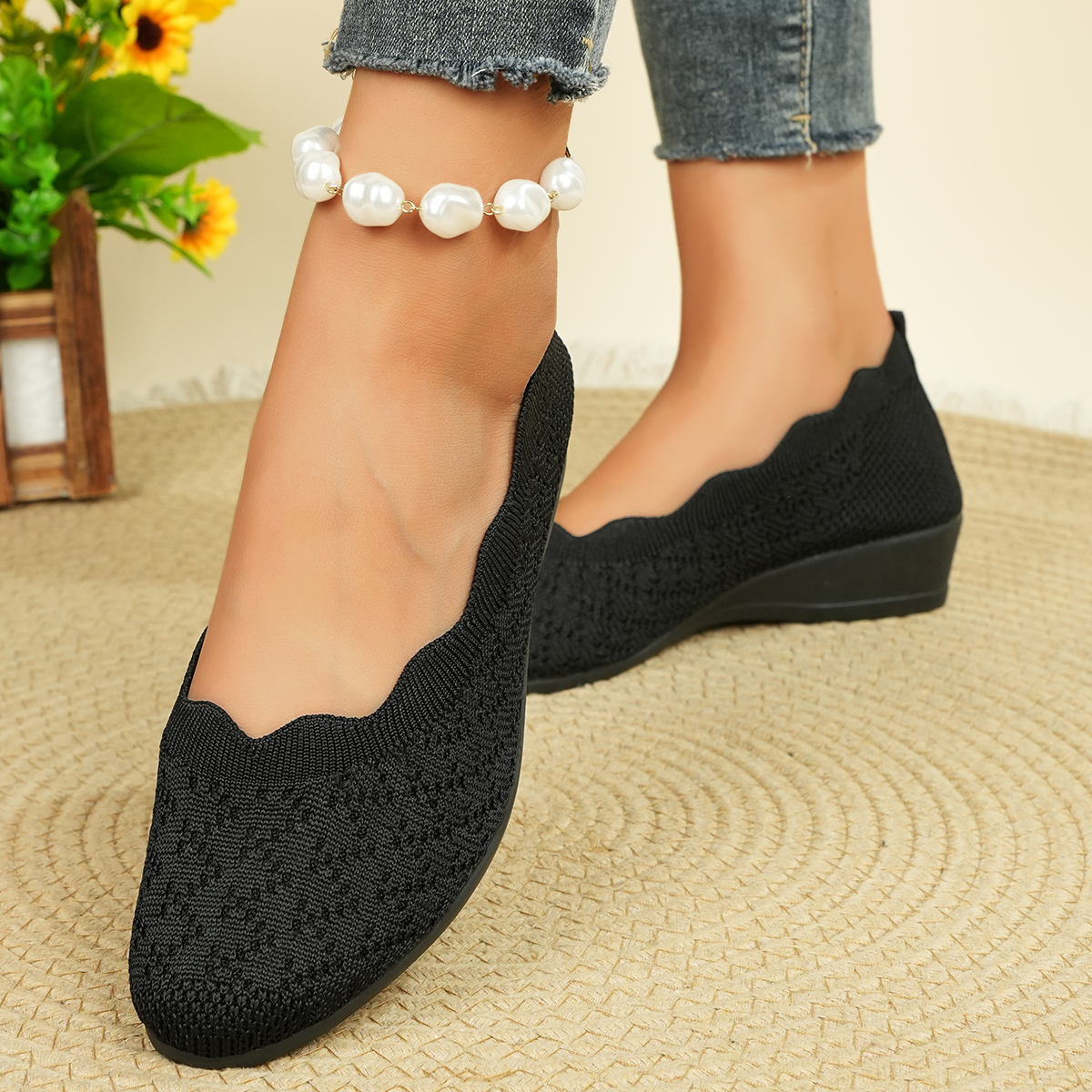 Women's Breathable Knit Flats  - Women Shoes For Walking avis et prix
