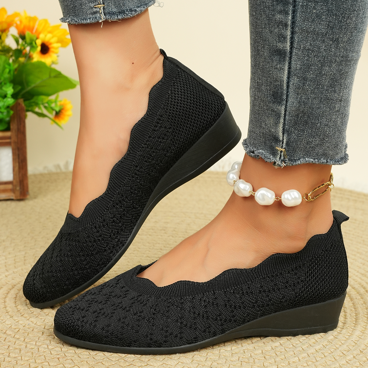 Women's Breathable Knit Flats  - Women Shoes For Walking avis et prix