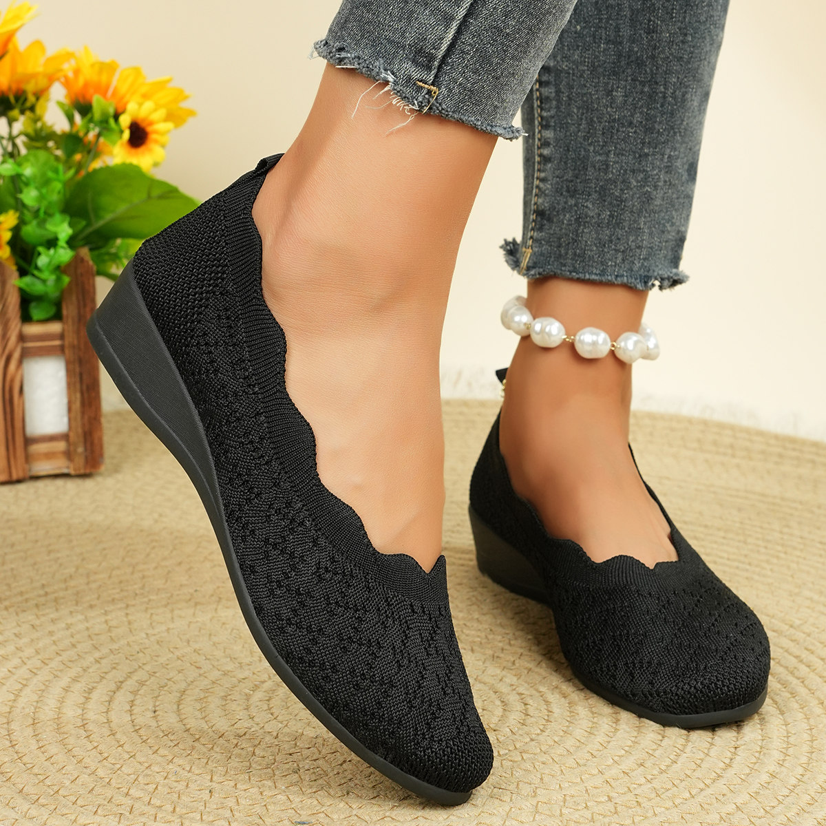 Women's Breathable Knit Flats  - Women Shoes For Walking avis et prix
