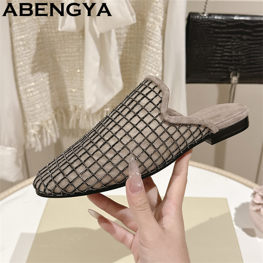 Shiny Lace Mesh Round Toe Flat - Women Shoes For Walking avis et prix