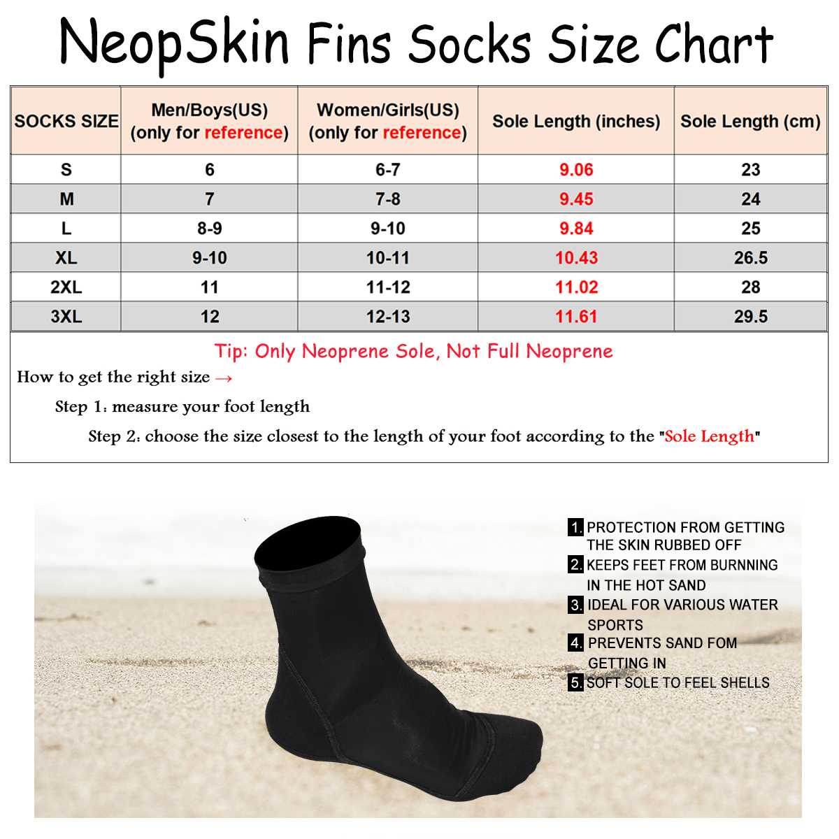 Neoprene Fin Socks for Sand Be - Women'S Shoes Neuropathy avis et prix