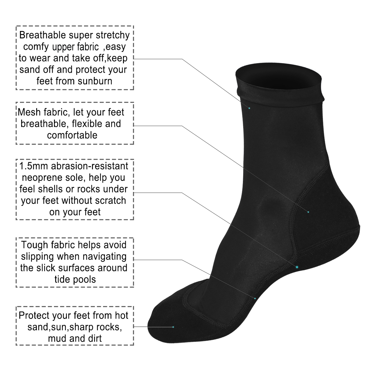 Neoprene Fin Socks for Sand Be - Women'S Shoes Neuropathy avis et prix