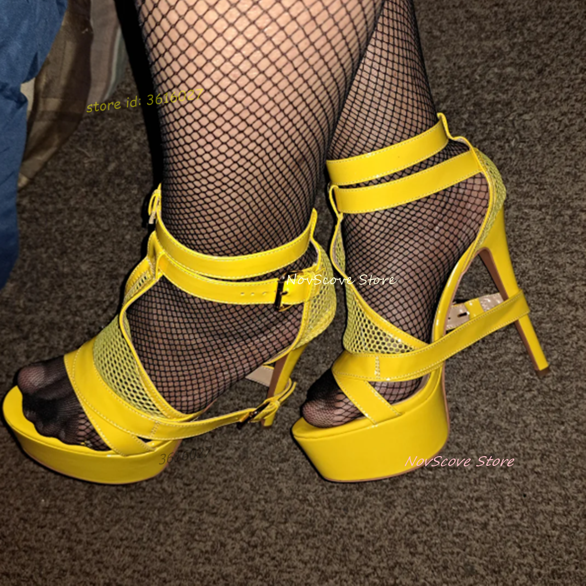 Yellow Open Toe Strappy Sandal - Strappy Heeled Sandals avis et prix