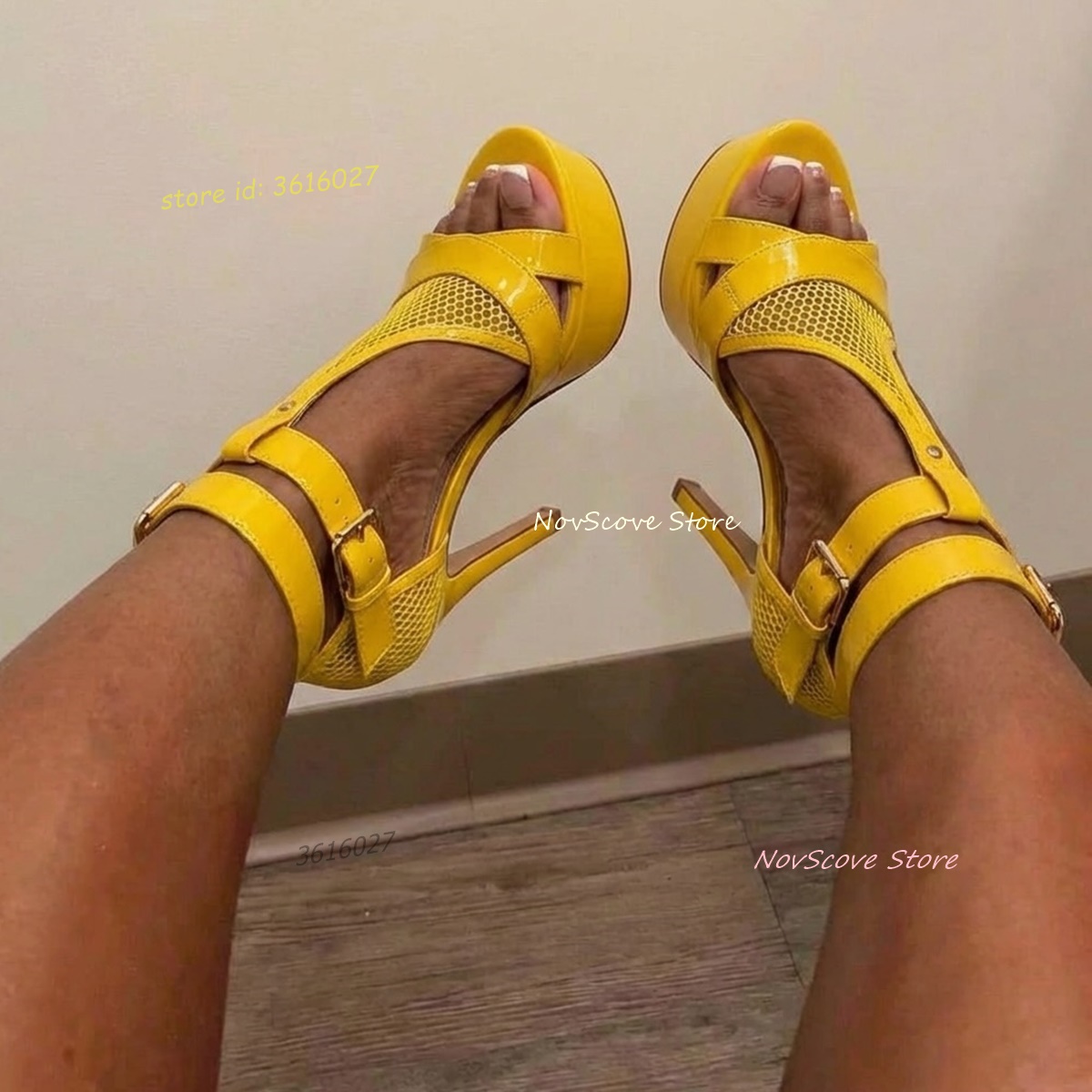 Yellow Open Toe Strappy Sandal - Strappy Heeled Sandals avis et prix