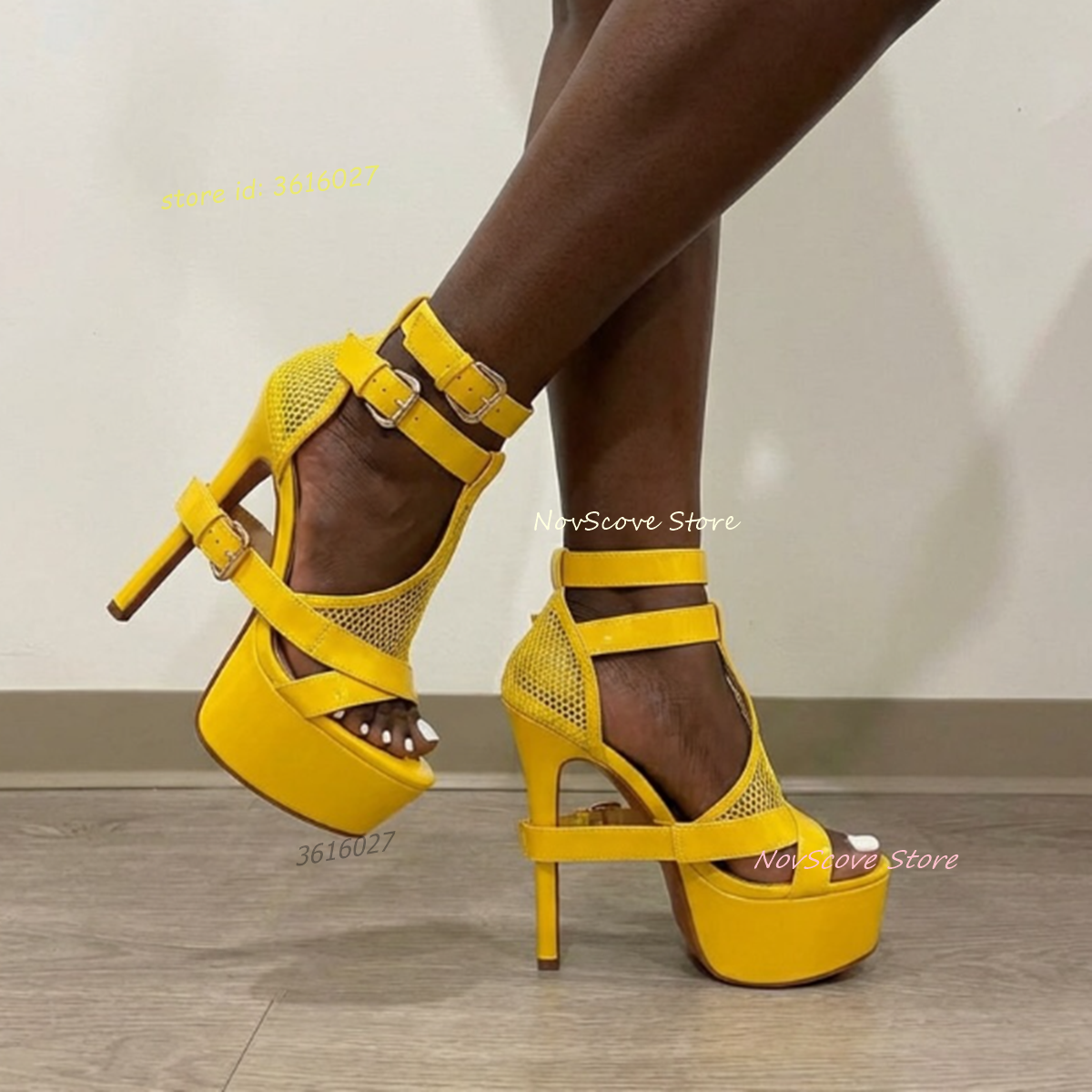 Yellow Open Toe Strappy Sandal - Strappy Heeled Sandals avis et prix