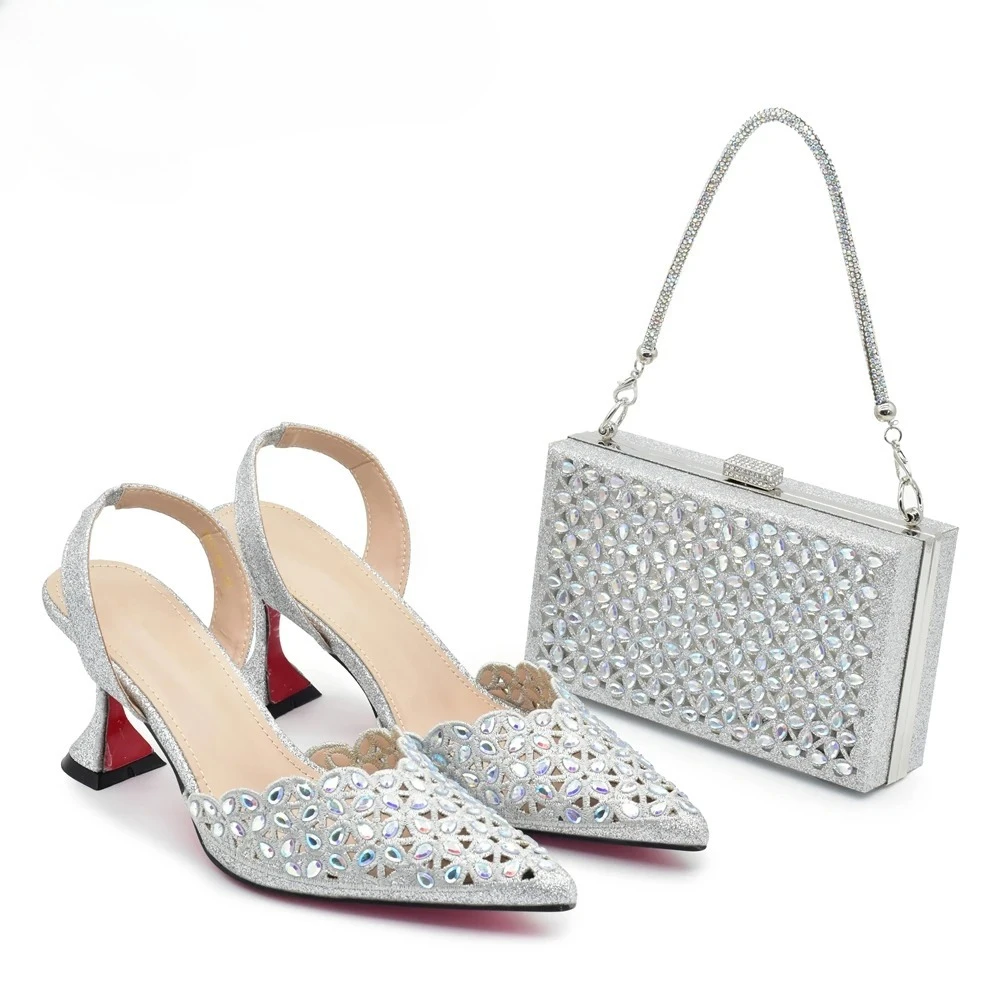 Silver Color Shoes and Bag for - Women Shoes With Heels avis et prix