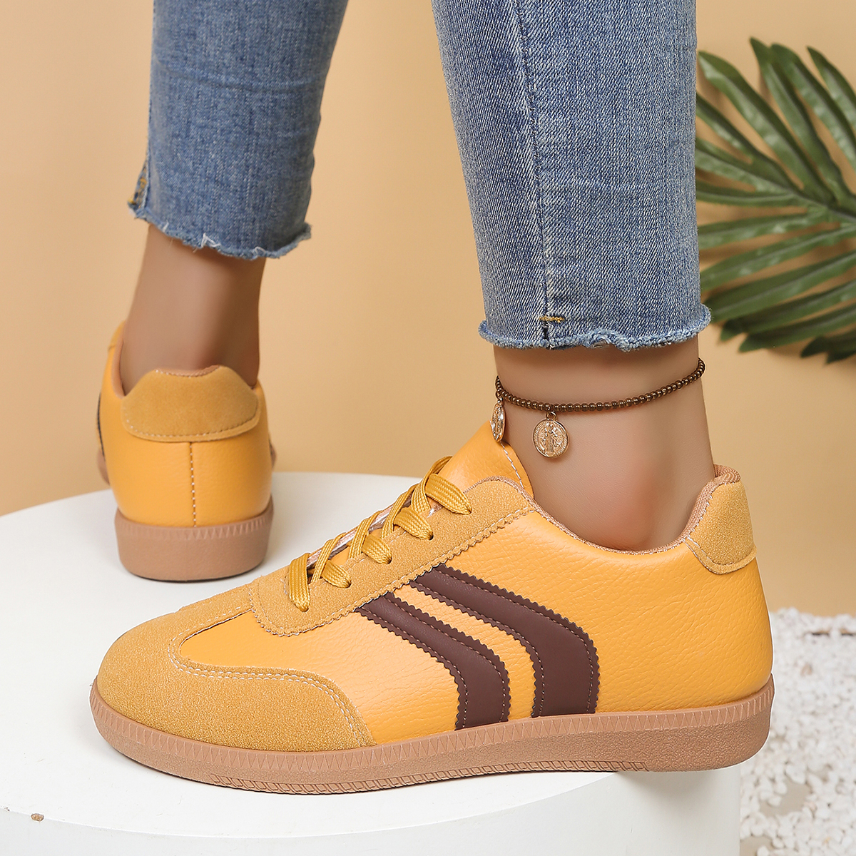 Fashionable Yellow Women's Cas - Women Shoes For Walking avis et prix