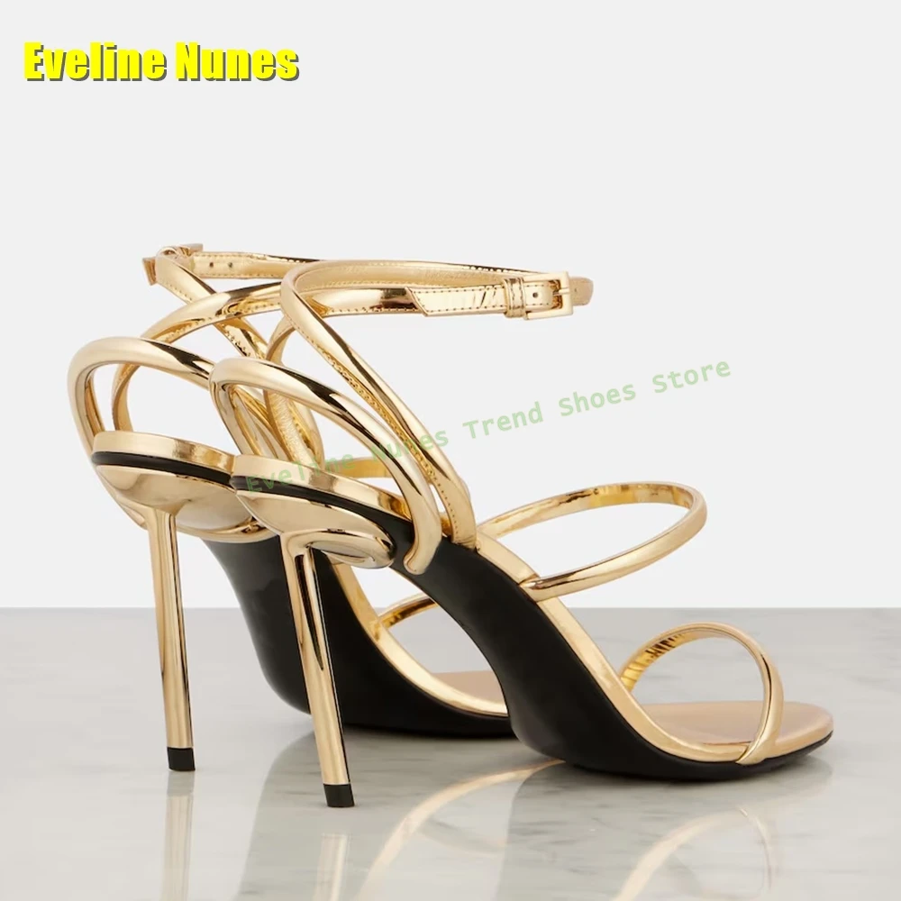 Golden Strappy Metallic Leathe - Strappy Heeled Sandals avis et prix