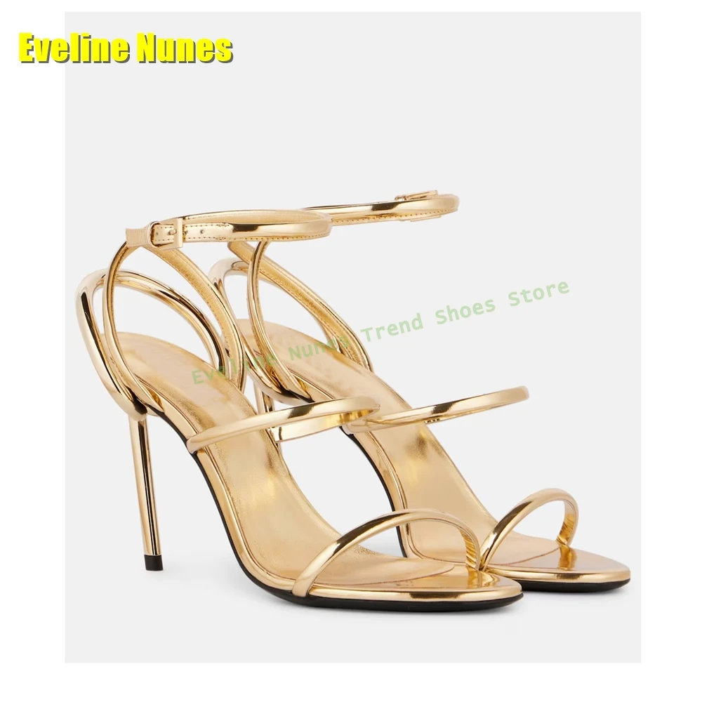 Golden Strappy Metallic Leathe - Strappy Heeled Sandals avis et prix