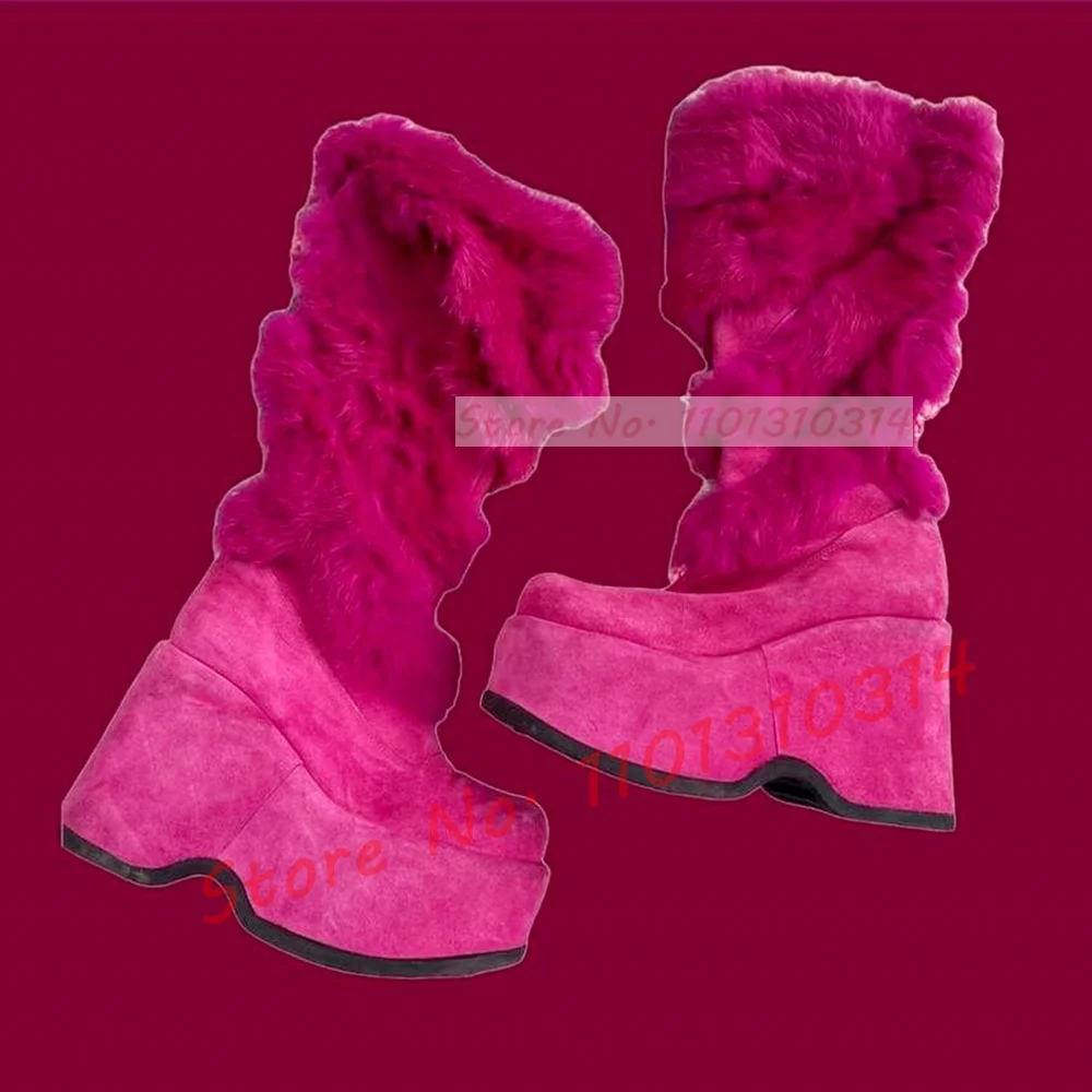 Hot Pink Thick-sole Furry Knee - Kids Shoes Women avis et prix