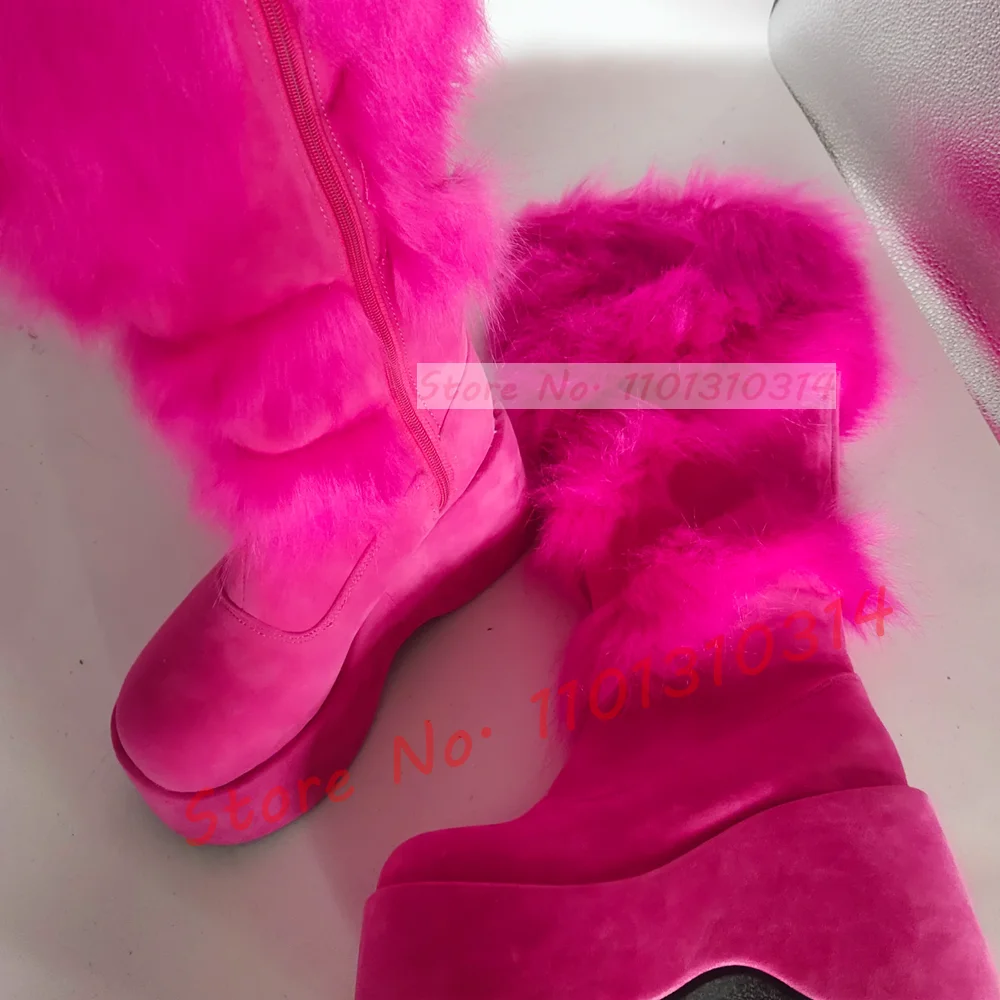 Hot Pink Thick-sole Furry Knee - Kids Shoes Women avis et prix