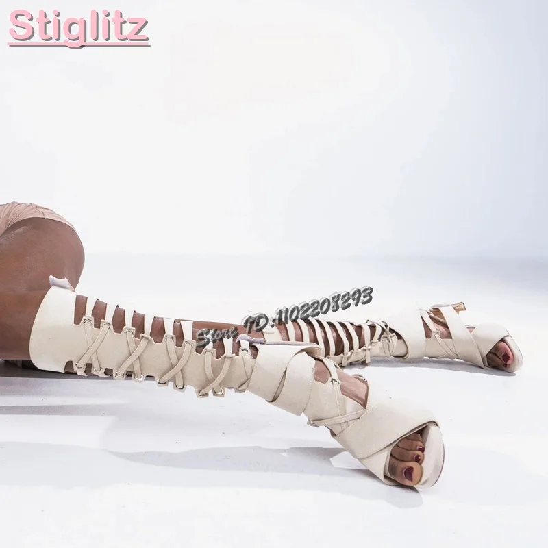 Retro Cross-tied Roman Sandals - Strappy Heeled Sandals avis et prix
