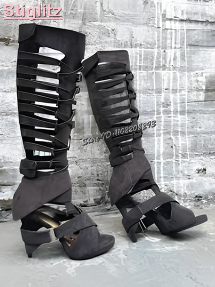 Retro Cross-tied Roman Sandals - Strappy Heeled Sandals avis et prix