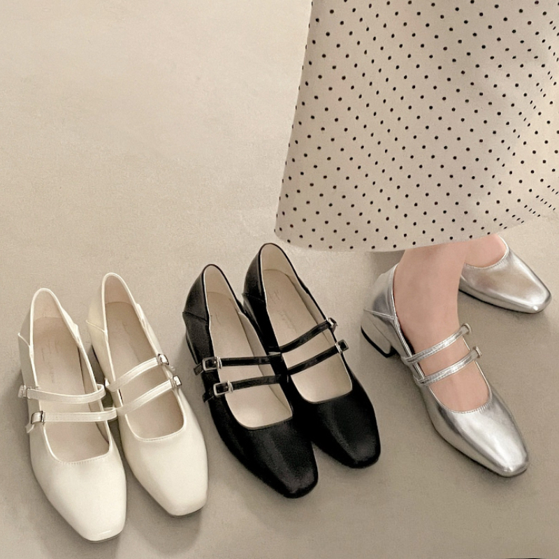Square Toe Low Heel Women Silv - Women Shoes With Heels avis et prix