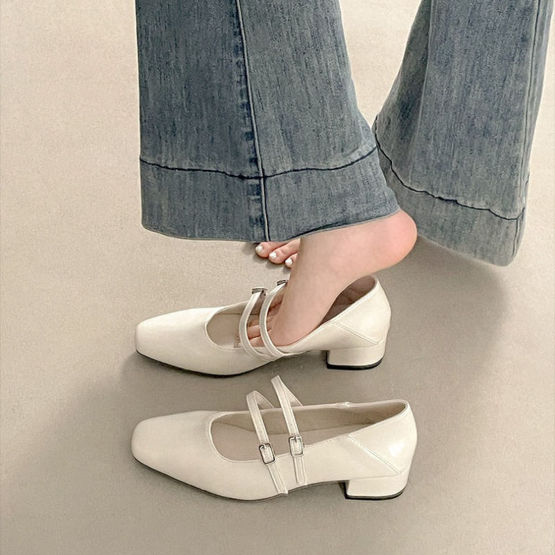 Square Toe Low Heel Women Silv - Women Shoes With Heels avis et prix