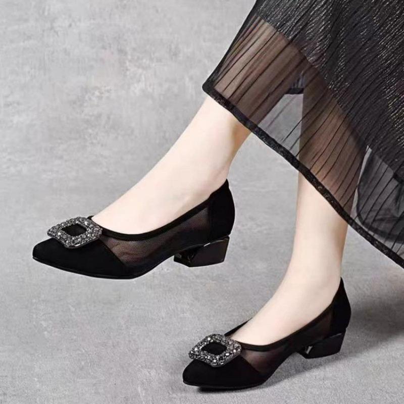 Elegant Pointed Toe Mesh Block - Women Shoes With Heels avis et prix