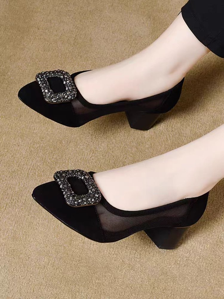 Elegant Pointed Toe Mesh Block - Women Shoes With Heels avis et prix