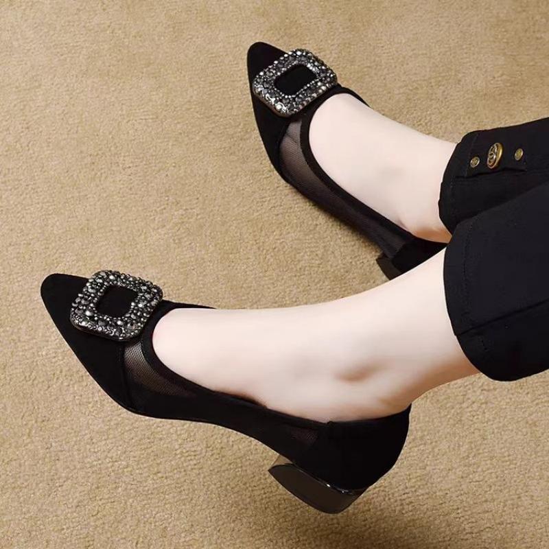 Elegant Pointed Toe Mesh Block - Women Shoes With Heels avis et prix